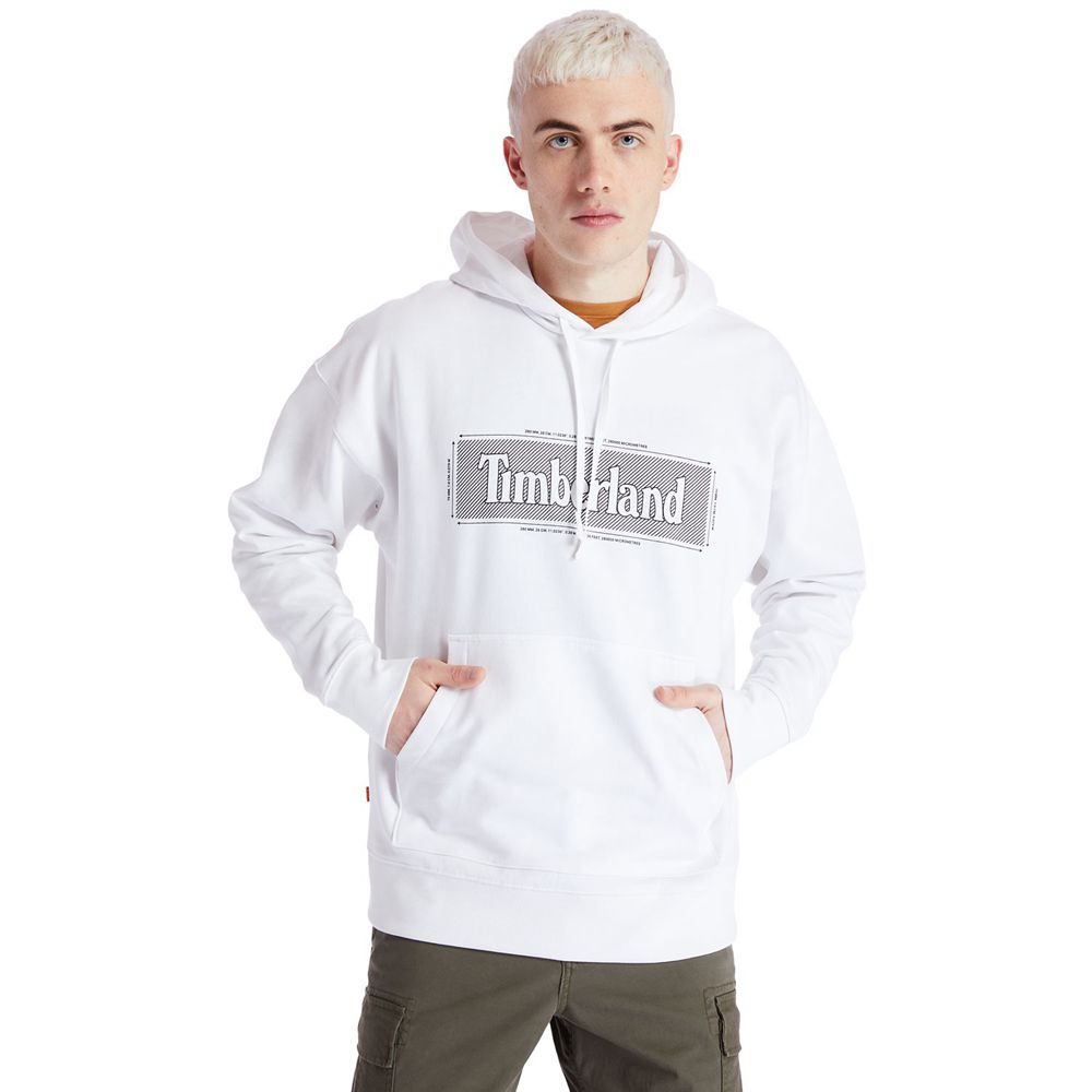 Timberland Mens Sweatshirts Logo Hoodie - White - India UV1795423